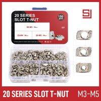 ﹍◙♂ 65/150/200 Pcs 2020 Series T-Nut Set Hammer Head T Nuts Kit M3 M4 M5 Connector Nickel Plated For Aluminium Profile Accessories