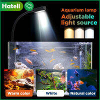 HATELI น้ำจืด LED Aquarium Light Nano ปลูกถัง5W รีโมทคอนโทรล Clamp คลิปบน Aquarium Light Dimmable สำหรับ Refurgium ปลูกถังปลาพร้อมวงเล็บ