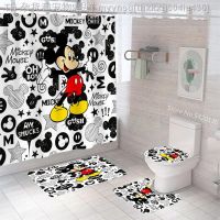 【CW】✒  Minnie Shower Curtain and Toilet Cover Rug Set