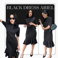 THONGYOY-Black Dress Ariel เดรสชายกระโปรงระบายหางปลาสีดำ ชุดเดรสทำงาน