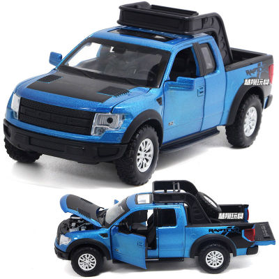 (Boxed) 1:32 Ford F150 Raptor Pickup Alloy Car Model Light Music 4 Open With Display Stand