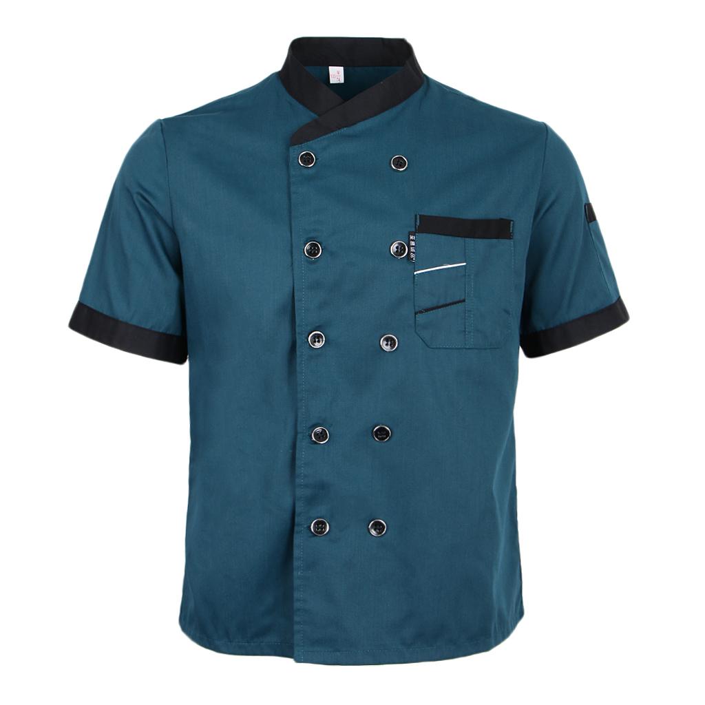 Unisex Chef Jacket Air Mesh Short Sleeve Hotel Kitchen Chefwear Coat Uniform 