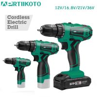 APRTIIKOTO Cordless Drill 12VF 16.8VF 21VF 36VF Electric Screwdriver Mini Cordless Power Driver DC Lithium Lon Battery 3/8