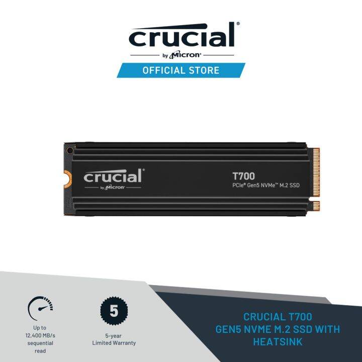 Crucial T700 2TB PCIe Gen5 NVMe M 2 SSD With Heatsink T700SSD5 crucial-t700-2tb-pcie-gen5-nvme-m-2-ssd-with-heatsink-t700ssd5