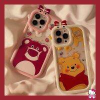 เคสโทรศัพท์มือถือ TPU นิ่ม แบบใส ลายการ์ตูนหมีพูห์มอนสเตอร์ 3D ประดับโบว์ สําหรับ IPhone XR 13 12 11 Pro MAX 6 6S 7 8 Plus X XS MAX SE 2023