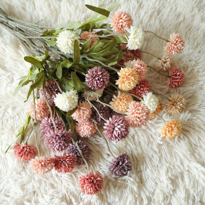 ดอกแดนดิไลอันราคาส่งดอกไม้จำลองดอกไม้ปลอมและของตกแต่งงานแต่งงานพืชสีเขียว
