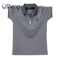 VSheng 2021 M-6XL ขนาดใหญ่ Polo T เสื้อสำหรับชายซิปขนาดใหญ่แขนสั้น TShirt Threadwork Cuff Tops สูงสุด135กก.