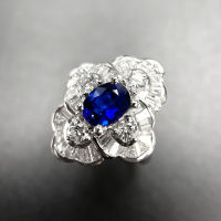 Sapphire Diamond Ring แหวนเพชรแซฟไฟร์ ไพลินแท้สีน้ำเงิน(รอยัลบูล) ประดับด้วยเพชรแท้น้ำ96-97 ตัวเรือนเป็นทองขาว18k