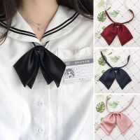 Japanese Double Layer JK Bow Ties Women Young Girls Student Solid Color Butterfly Collar Necktie Cyan College Style Accessories Nails Screws Fasteners