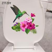 ZTTZDY 23.5×24.5CM Hummingbird Hibiscus Flower Branch Fashion Toilet Stickers Home Wall Decoration T2-1330 Wall Stickers  Decals