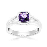 CHRISHA_แหวนเงินแท้ 925 ประดับพลอยอะเมทิส (Amethyst) และเคลือบด้วยทองคำขาว ขนาด 7 *บริการปรับขนาดแหวนฟรี แชทกับร้านก่อนสั่งซื้อ*