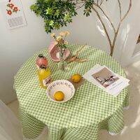 INS Korean Style Hipster Plaid Tablecloth Macarons Color Girls Heart Lace Side Dining Table Cushion Tea Table Picnic Cloth