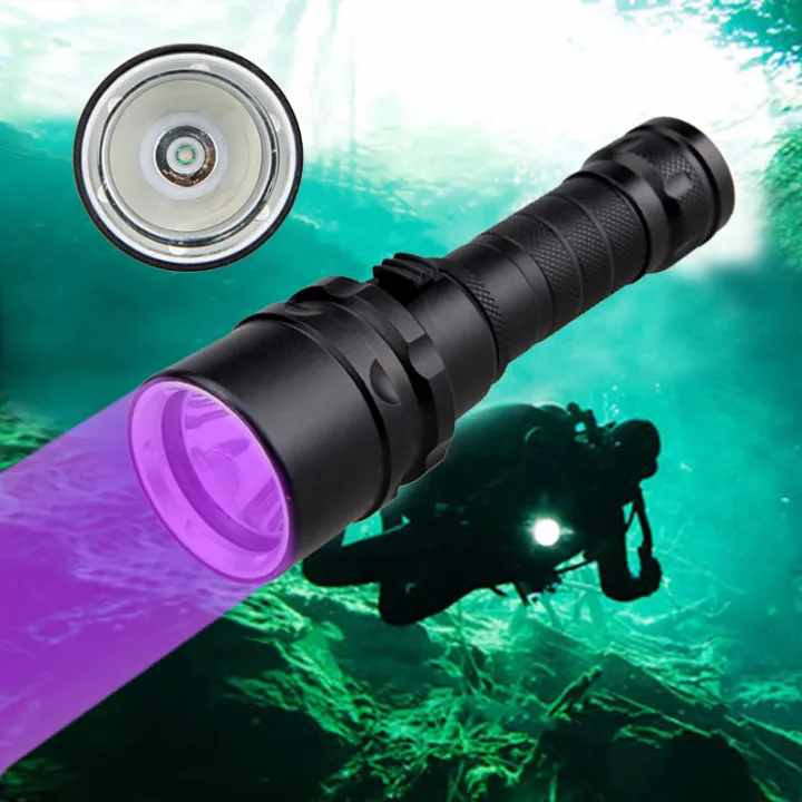 UV Light Underwater Rechargeable Diving Flashlight 18650 Battery LED