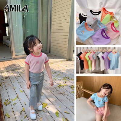 AMILA Boys And เสื้อยืดสำหรับเด็กผู้หญิง,เสื้อกล้ามสีลูกอมการ์ตูน,ท็อปส์ซู,เสื้อผ้าหน้าร้อน,เสื้อผ้าเด็กใหม่,3-8ปี