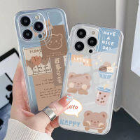 เคสโทรศัพท์สำหรับ Samsung Galaxy A03 A33 A53 A73 A12 A52S 5G A32 A31 A51 A71 A52 A72 4G แฟชั่นการ์ตูน Coke หมี Clear คุณภาพสูงสแควร์ Edge Air Cushion Cover Full Len ป้องกัน