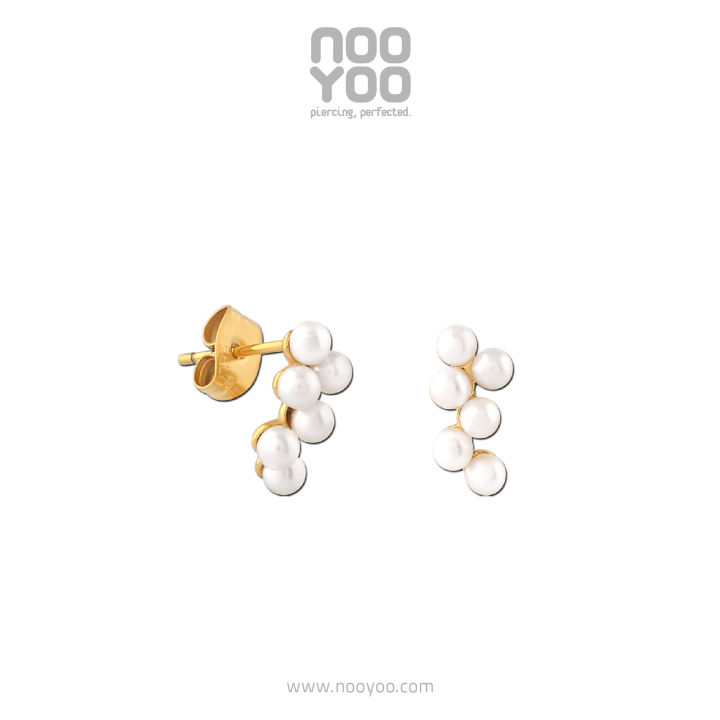 nooyoo-ต่างหูสำหรับผิวแพ้ง่าย-pearl-bouquet-surgical-steel