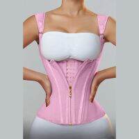 Fajas Colombianas เครื่องรัดตัวที่รัดเอวแบบคู่สำหรับผู้หญิงมีซิปแบบปรับได้และชุดกระชับสัดส่วนหน้าท้องแบนมีตาตะขอ
