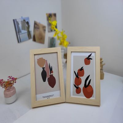 Nordic INS simple wind 7 inch small picture frame wooden decorative painting dormitory bedroom desktop picture frame painting de