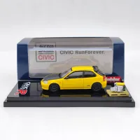 Hobby Japan 164 Civic TYPE R (EK9) พร้อมจอแสดงผลเครื่องยนต์ HJ642016EY สีเหลือง Diecast ของเล่นรถ Collection Gifts