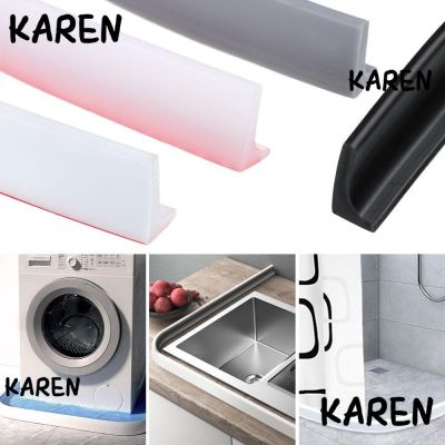 ☾ﺴ KAREN Shower Dam Barrier Water Stopper Bathroom Accessories Self-Adhesive Water Retaining Strip Flood Barrier Non-slip Bendable Silicone Dry and Wet Separation Shower Dam Door Bottom Sealing Strip/Multicolor