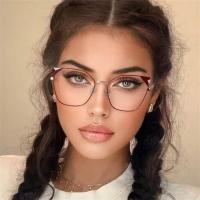 Cute Oversized Cat Eye Women Glasses Luxury Blue Light Blocking Glasses Frame Fashion Decorative Transparent Eyeglasses