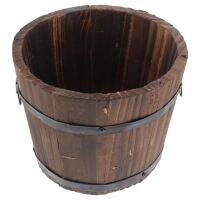 Large Outdoor Planters Pots Bonsai Pot Tub Farmhouse Flower Basket Wooden Whiskey Barrels Bucket