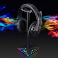 Gaming Headset Stand with 3.5mm 2 USB Ports RGB Non-slip Headphones Holder for Gamer Gaming Computer Desktop PC Accessories