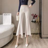 2023 New Irregular Bootleg Pants Womens Summer Thin Split High Waist Slimming Drape Wide Leg Cropped Suit Pants