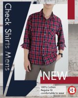 ฺBOVY MENS SHIRT SLEEVED-เสื้อเชิ้ตสก๊อตแขนยาวสีแดงกรม BBS3901