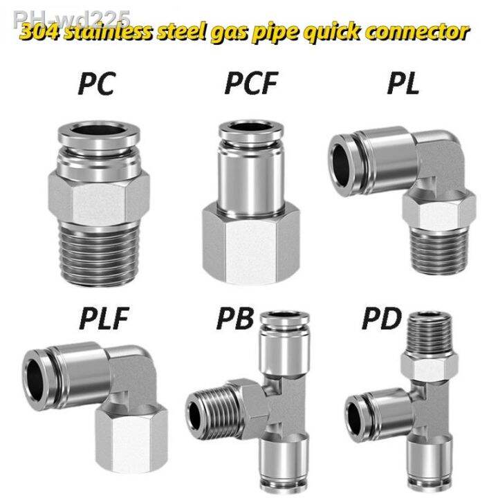 304-stainless-steel-pneumatic-hose-fitting-pc-pcf-pl-plf-pb-air-tube-connector-1-8-1-4-3-8-1-2-bsp-quick-release-pipe-fittings