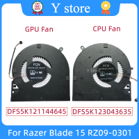 Y Store CPU &amp; GPU พัดลมระบายความร้อน5V 0.5A สำหรับ Razer Blade 15 RZ09-0301 02385 RZ09-0288 0313 0330 0367 DFS5K123043635 DFS5K121144645