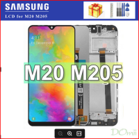 M20จอ LCD สำหรับ SAMSUNG Galaxy ขนาด6.3นิ้วของแท้ SM-M205อะไหล่ทดแทนประกอบหน้าจอดิจิตอลสัมผัสหน้าจอ LCD M205F