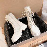 COD ▩ dsfsdfswfdwdfwr Martin boots in item 2021 the spring and Cover wh Women 2021 autumn White Thin Style Mid-Tube Breathable Thick-Soled Single Trendy All-Match Motorcycle Short 5.30