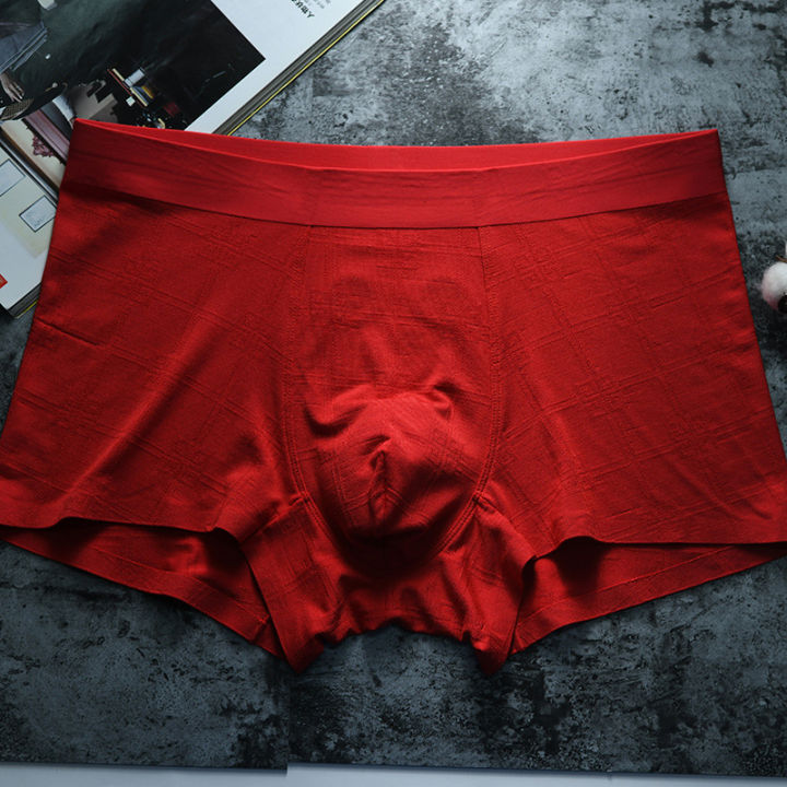 กางเกงในผู้ชายสีแดง-กางเกงสุขภาพควอนตัม-jinmo-jacquard-ผู้ชายไร้รอยต่อ