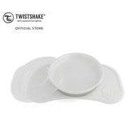 Twistshake Click-Mat &amp; Plate ชุดจานและแผ่นดูดกันลื่น มาพร้อมฝาปิดกันหก (สีขาว/White)