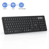 Jelly Comb Dual Mode (Bluetooth 4.2+USB ) Rechargeable 2.4G Wireless Bluetooth Keyboard Switch to 3 Devices for PC Laptop