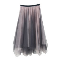 Irregular A-Line Tutu Skirt Asymmetrical Mid-Length High Waist Stitched Vintage Mesh Skirts Woman Korean Fashion 2022 Spring New