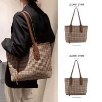 Summer big bag women 2023 new trendy simple plaid large capacity versatile commuting fashion shoulder tote bag 【BYUE】