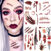 Body Makeup Halloween Tattoo Stickers DIY Party Terror Realistic Stitched Injuries Wounds Non-toxic Lasting Temporary Stickers Stickers