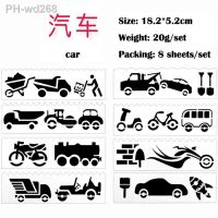 8pc Car Stencil Painting Template DIY Scrapbooking Coloring Album Decorative Accessories Drawing Reusable Office School Supplies