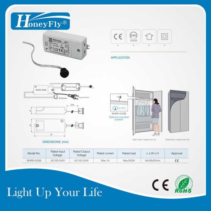 honeyfly-สวิทช์เซ็นเซอร์ไออา500w-100-240v-max-100w-สำหรับไฟ-led-สวิตช์หลอดไฟอินฟาเรดเปิด-ปิดอัตโนมัติอัจฉริยะ5-10ซม