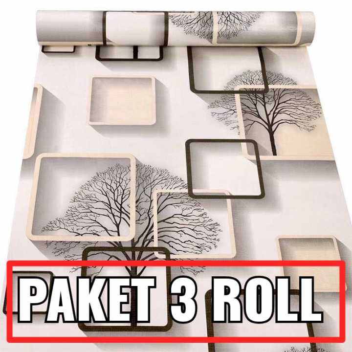 PAKET 5 ROLL Wallpaper Stiker Dinding Kotak Kuning Ukuran 45Cm X 10M