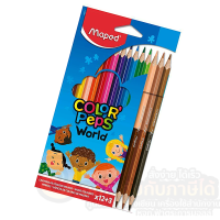 สีไม้ Maped ดินสอดสี มาเพ็ด 12+6 สี COLORPEPS Maped World รหัส CO/832071 บรรจุ 18สี/กล่อง จำนวน 1 กล่อง พร้อมส่ง