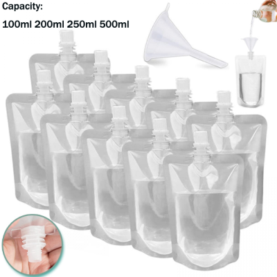100ml-500ml Travel Drink Spout Pouches Transparent Plastic Bags Sealed Juice Storage Beverage  Ice Cold Drink Pouch Portable