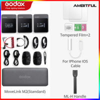 Godox MoveLink ชุดไมโครโฟนไร้สาย M1ไมค์ M2 2.4GHz,ชุดไมค์ไร้สายสำหรับกล้อง DSLR กล้องวิดีโอสมาร์ทโฟนและแท็บเล็ตสำหรับ YouTube Vlogging &amp;