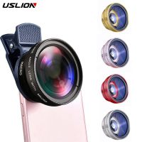 USLION 2 IN 1 Lens Universal Clip 37mm Mobile Phone Lens 0.45x 49uv Super Wide-Angle Macro HD Professional For All Smartphones Smartphone Lenses