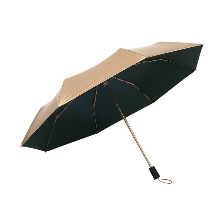 ร่มพับหรูหราผู้หญิงเคลือบทองร่มกันแดดร่มกันลมกลางแจ้งร่มกันแดดป้องกันรังสียูวี-upf50