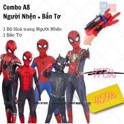 Quần áo người nhện siêu nhân hoá trang halloween trẻ em Maki combo Người