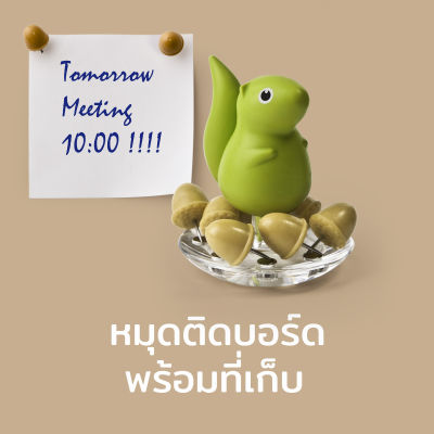 หมุดติดบอร์ด เข็มหมุด พร้อมที่เก็บ รุ่นกระรอกน้อย - Qualy Squirrel &amp; Acorn - Pin Holder + Push Pin