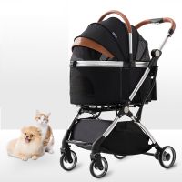 【LZ】▩℗  Carrinho de estimação de liga de alumínio destacável Dog Trolley para Corgi Teddy Cat Cart Carga 15kg Cães pequenos